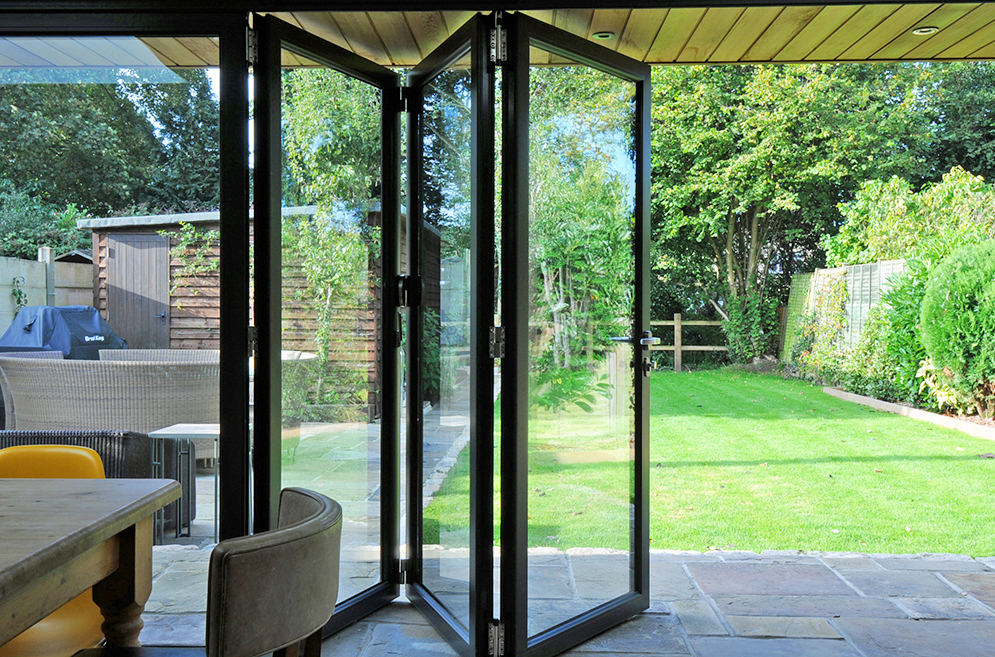 Using bi folding doors to give light and space to this single storey extension